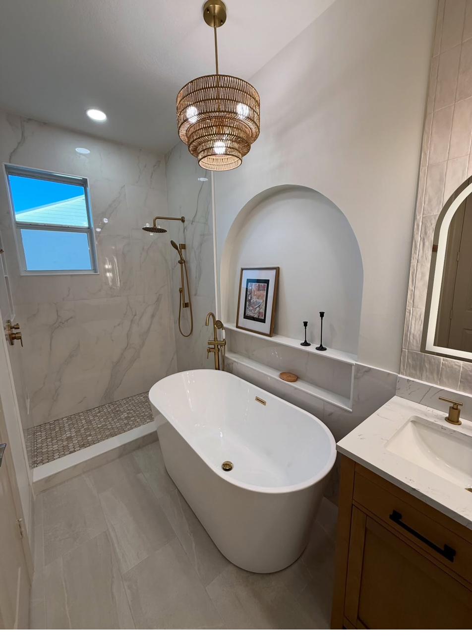 Master bathroom remodel with freestanding tub